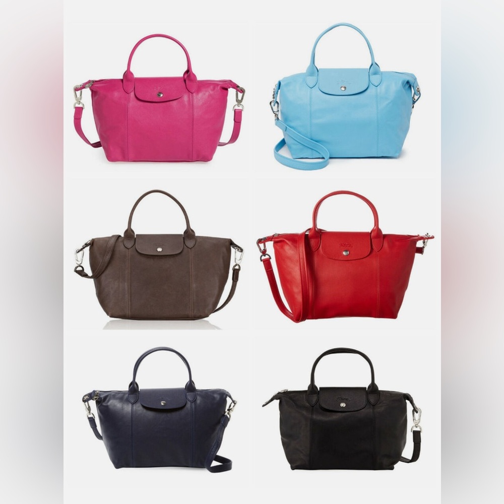 NWOT Luxury Preppy Travel RARE LONGCHAMP Le Pliage Leather Medium Tote/Crossbody - Picture 7 of 16